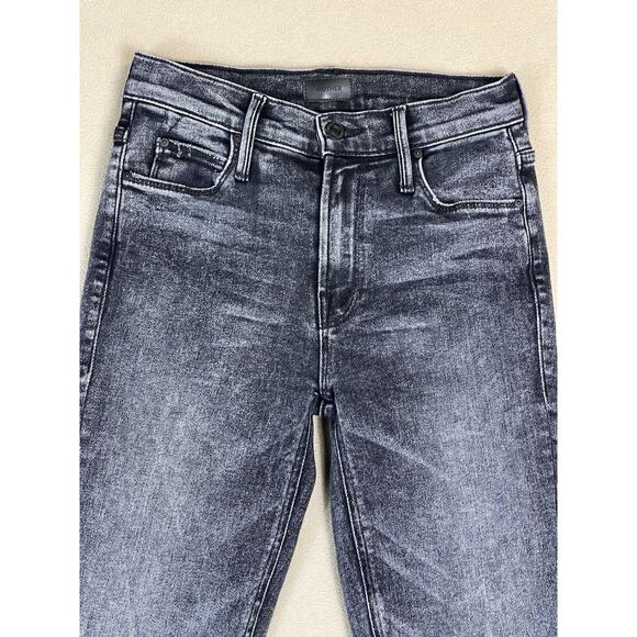 Mother Jeans Womens 24 Black The Runaway Flared Raw Hem Leg Stretch Slim Fit - Picture 2 of 14